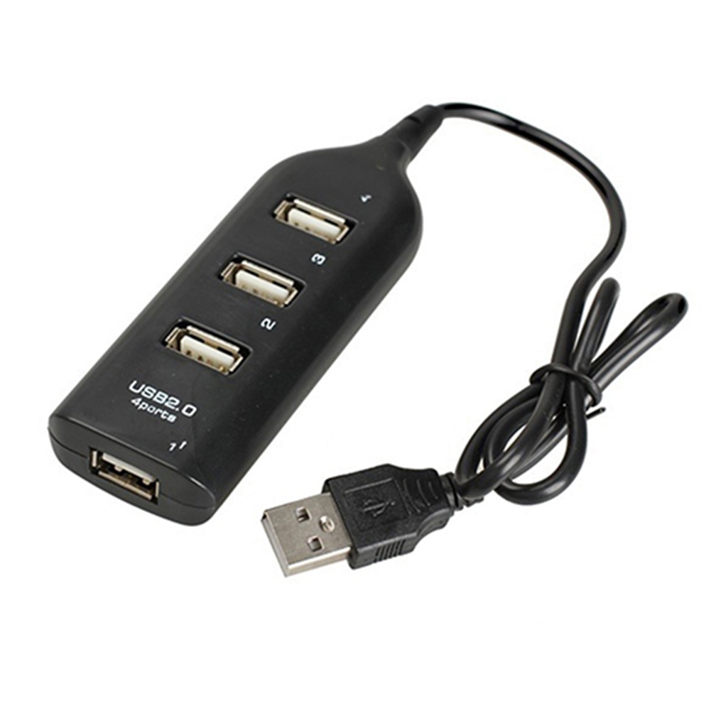 Hub Adapter Splitter 4 Port USB 2.0 Kecepatan Tinggi Warna Hitam Multifungsi Untuk PC Komputer