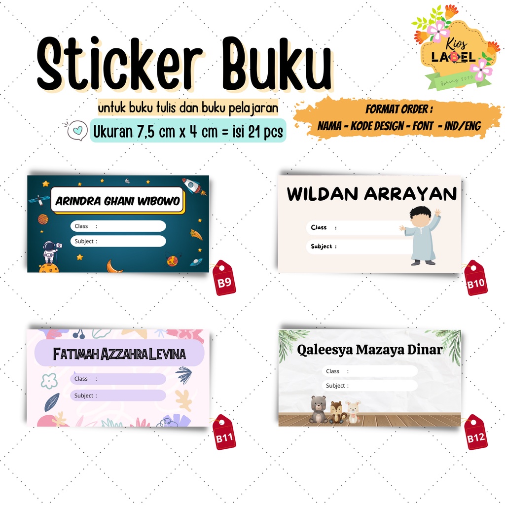 

[21 PCS] Stiker Label Nama Buku Pelajaran Warna Mengkilat Glossy Bisa Ditulis, Stiker Mata Pelajaran