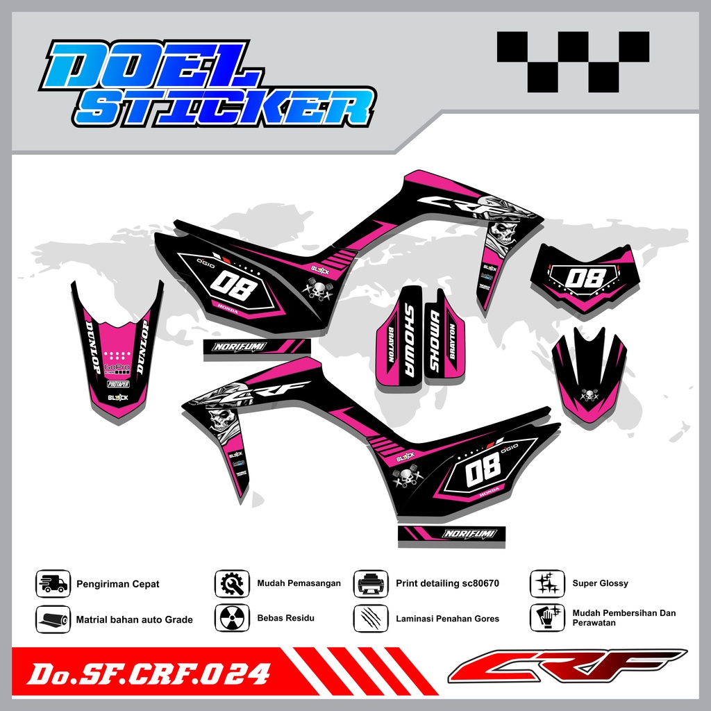 Sticker Striping Semifull CRF 150L List Variasi Hologram Pelangi,Crome Doel 024