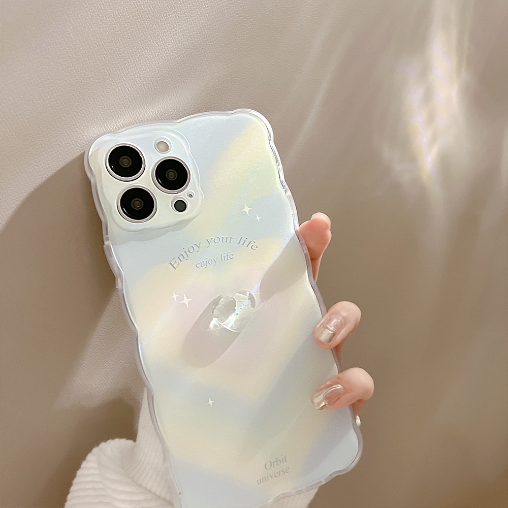 IPHONE 3d Kristal Cinta Hati Halation Wave Shaped Summer Phone Case Cover Untuk Iphone7 8 PLUS X XR XS 11 12 13 14 MINI PRO MAX