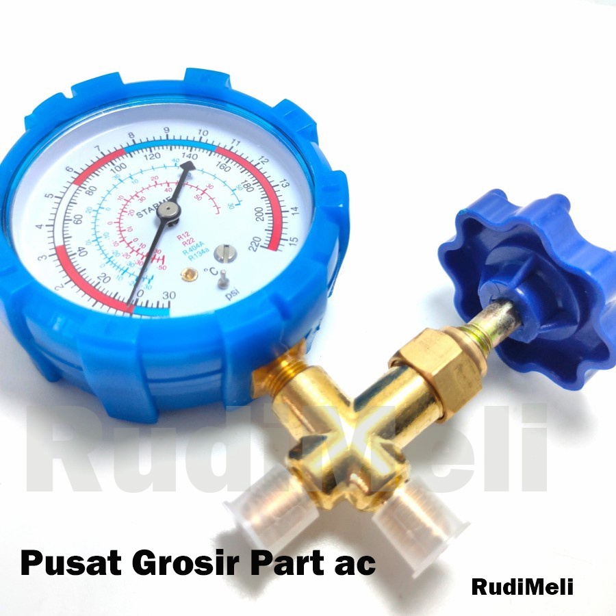 Single Manifold ALAT PENGISIAN Pr3on R22 R134 manipol 220Psi Pressure Gauge Meter Starmec PGS466LA -RUDIMELI