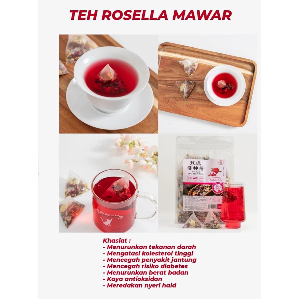 Jual Teh Bunga Ros Rosella/ rosella rose tea/mei gui luo sheng hua cha ...