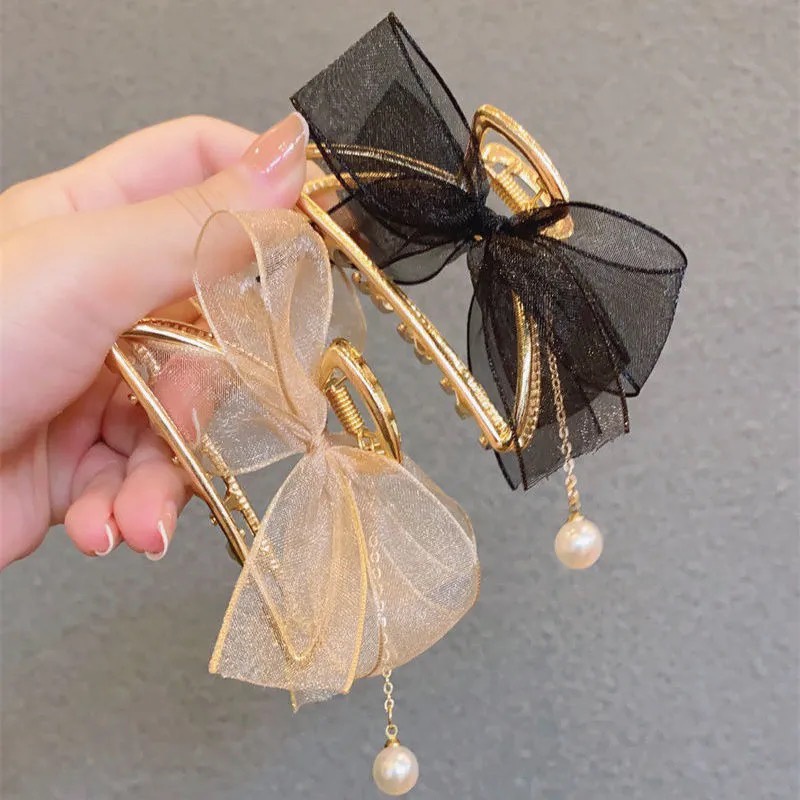 Jepit Rambut Pita Wanita Gaya Retro Aksen Mutiara Fashion Korean Import