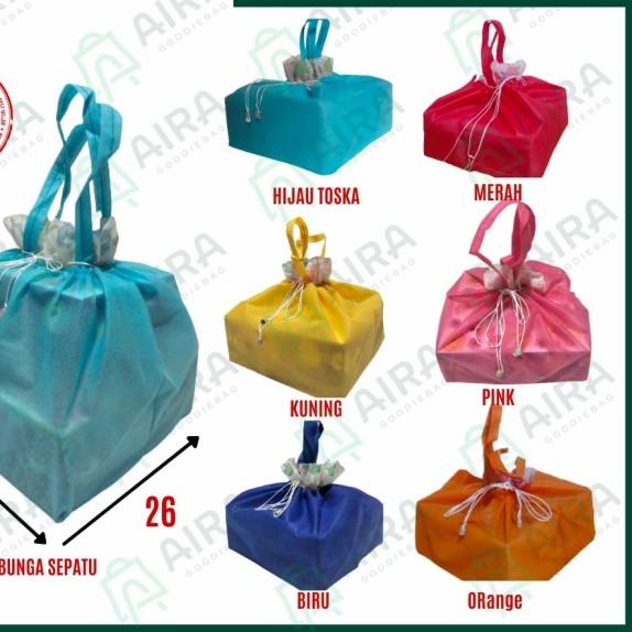 

tas serut box nasi dan box snack 25x25 - Request warna, LUSIN