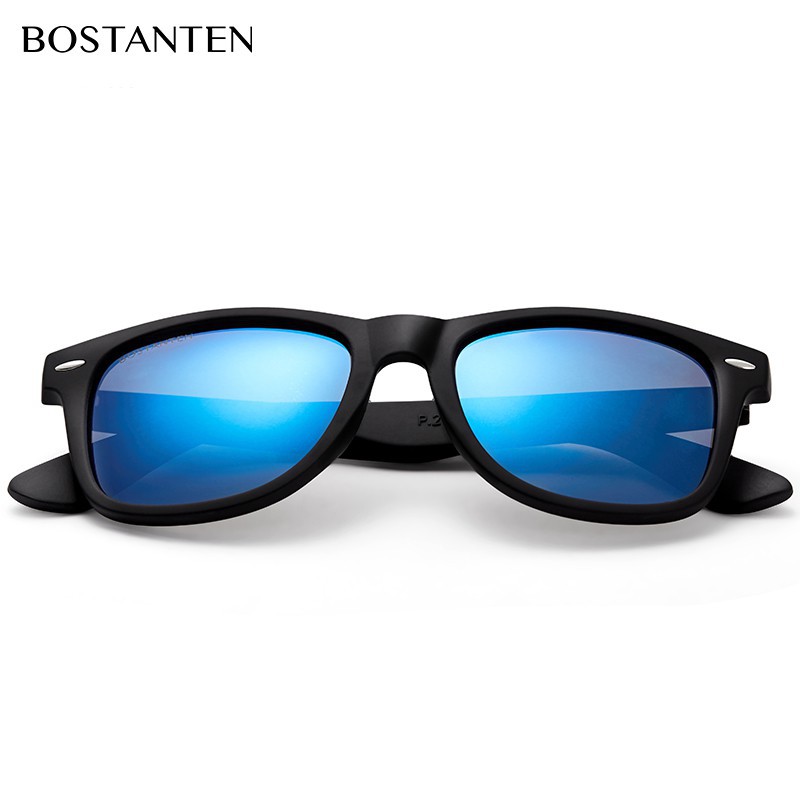 Bostanten Kacamata Hitam Bingkai Kotak dengan Lensa Terpolarisasi Warna Hitam untuk Pria/Wanita