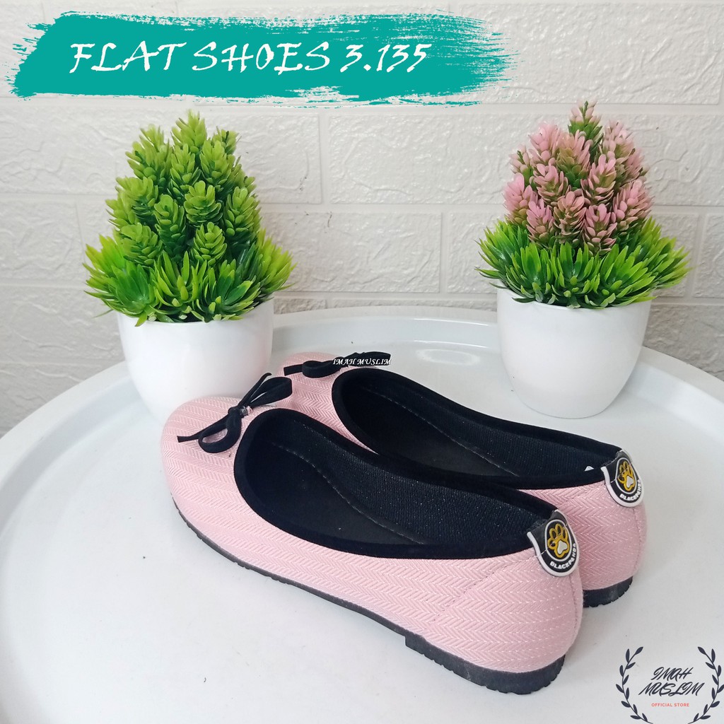 SEPATU WANITA FLATSHOES BLACKPANDA MOTIF GARIS DAN PITA MURAH BISA COD