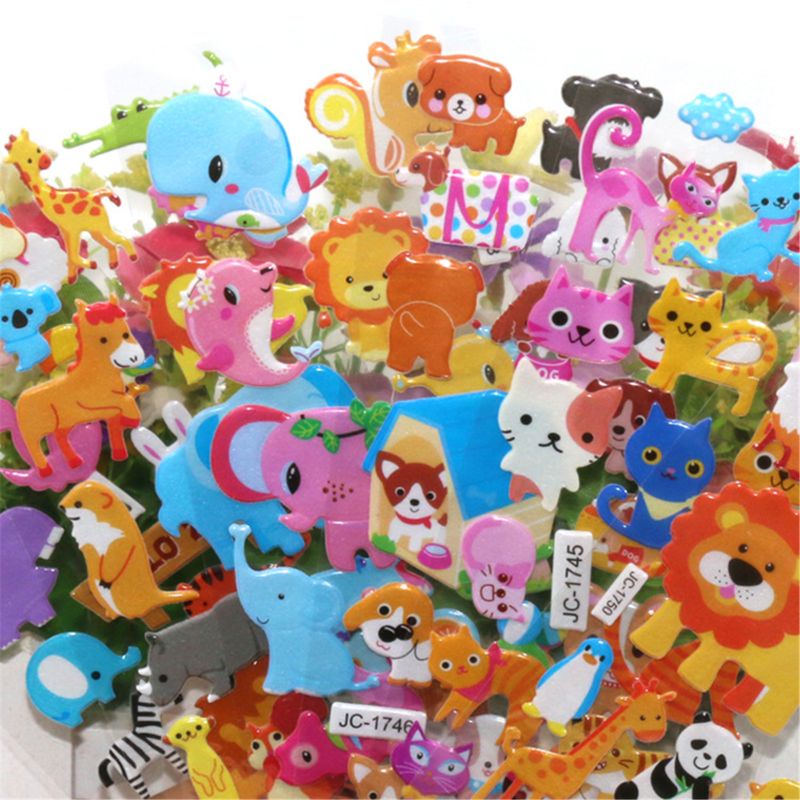 Mary 20 Pcs Kartun Puffy Stiker Penghargaan Sekolah Diary Dekorasi Pre-cut Reusable Kids Gift