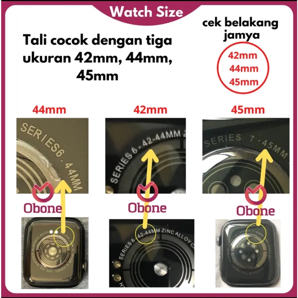 Strap Smartwatch 42/44/45mm | Tali Smartwatch T55 T500 T500+ T500+PRO DLL (Semua Type Smartwatch)  | Tali iWatch iWo