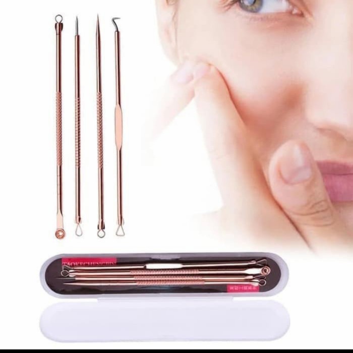 ALAT PENCET KOMEDO PINSET PEMBERSIH BLACKHEAD PENJEPIT KOMEDO 4 PCS