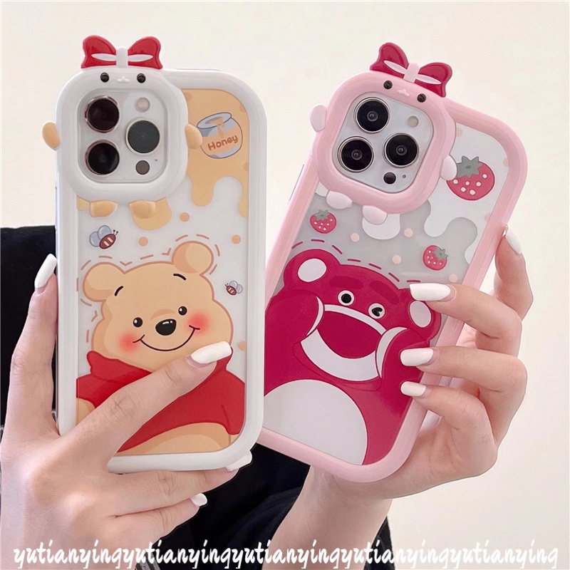 Case Kartun Winnie The Pooh Strawberry Bear OPPO A17 A54 A76 A96 A15 A55 A16K A5 A52 A95 A53 A7 A57 A5s A16 A9 A5 A17K A31 A16s A15S A3s Reno 7 5 4F 5F A72 Monster Soft Cover