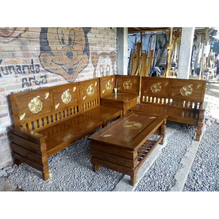 kursi tamu sudut minimalis jati, kursi sudut mebel jepara