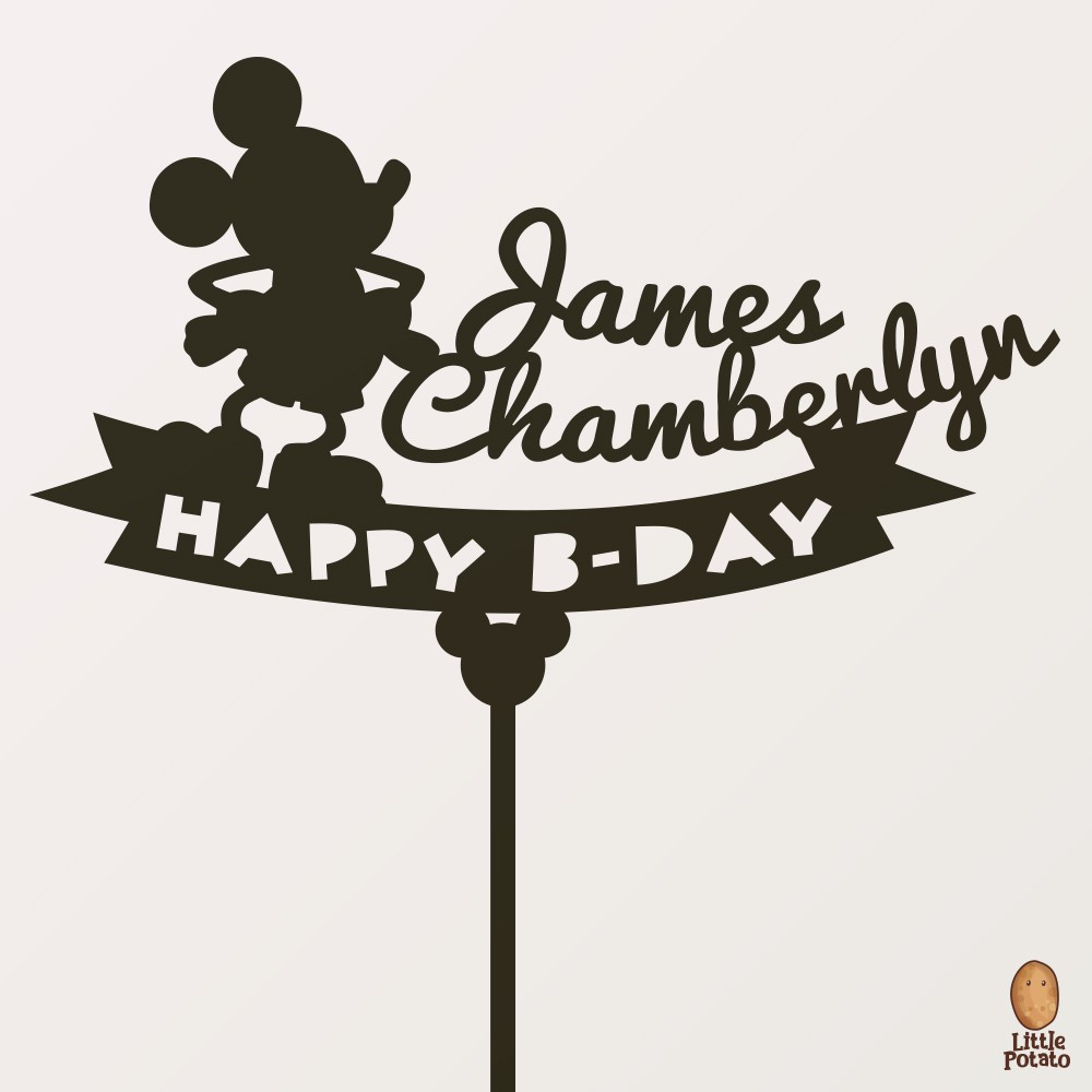 Custom Cake Topper (Tusukan Kue): Happy Birthday Mickey Mouse/Miki Tikus (Disney)