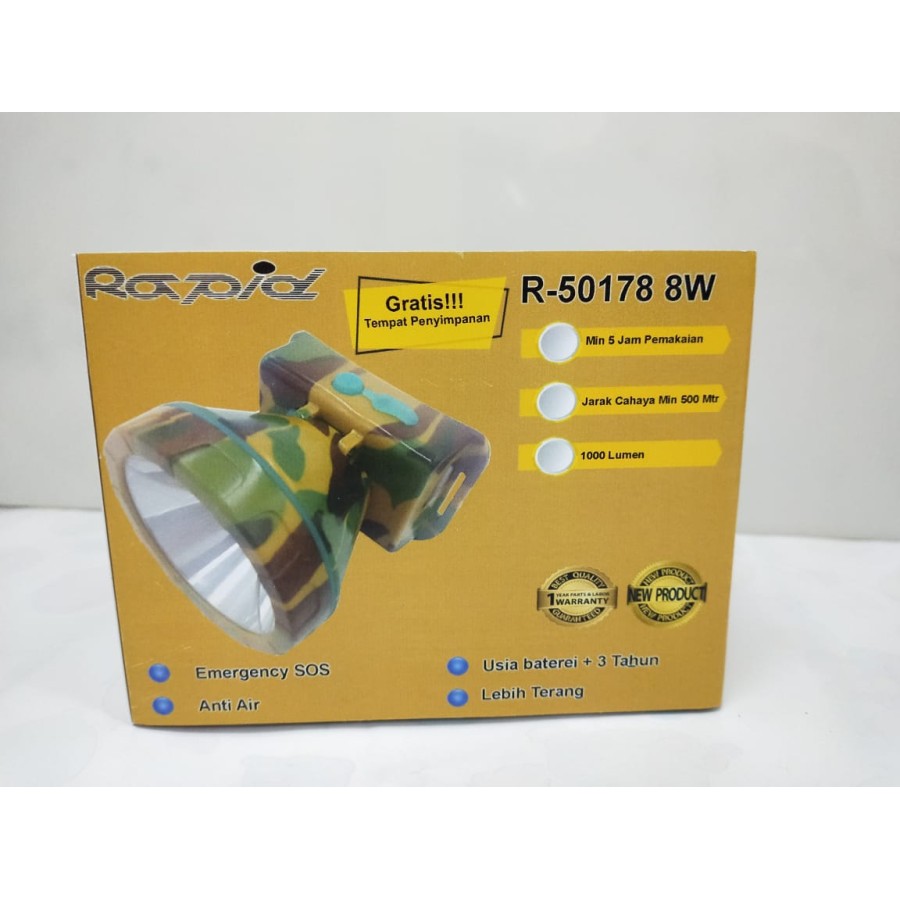 SENTER KEPALA TENTARA R- 50178 8W RAPID 2800 MAH