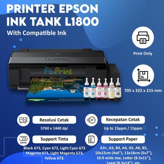 Printer Epson L1800 Print A3+ Garansi Resmi A3 Infus Ori Original Pixiefoxiee