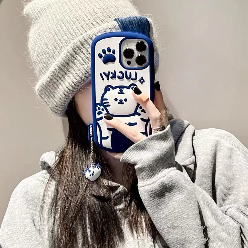 Case Motif Harimau Biru Untuk IPhone 12 13 11 Pro Max X Xs Max Xr Mvd1