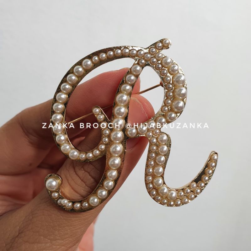 bros abjad mutiara | bros huruf | bros inisial nama | alphabet brooch-R
