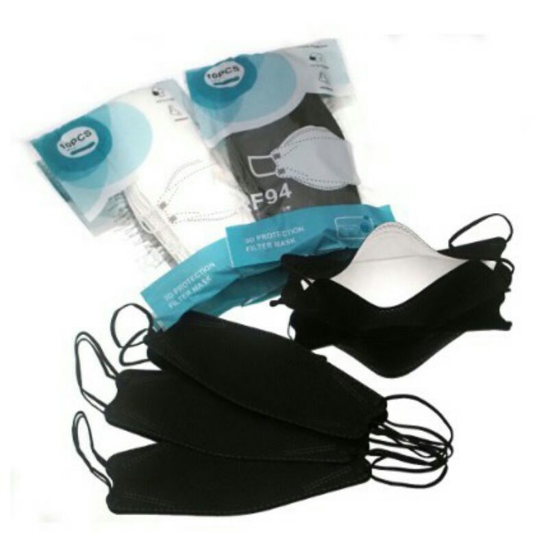 Masker KN95 1 BOX ISI 10 N95 Black Hitam Abu KF94 Duckbill Korea Warna Dewasa Anak Medis non Hijab