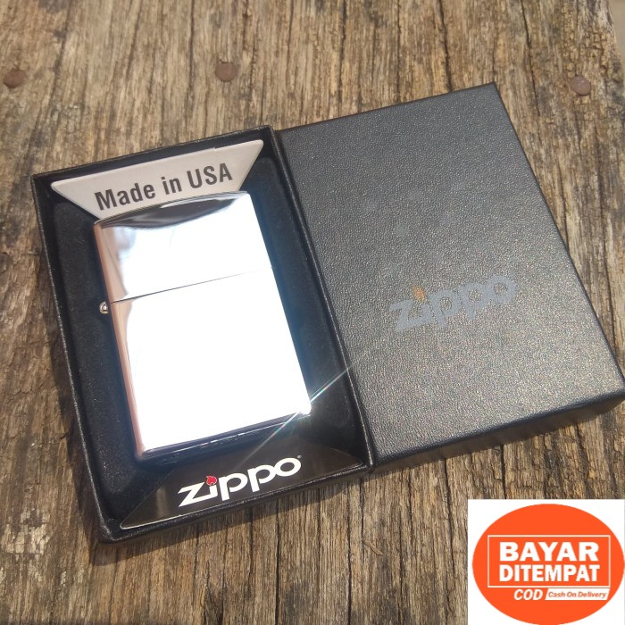COD Korek Api Zippo HIGH POLISH CHROME Polos KW Super Grade Ori