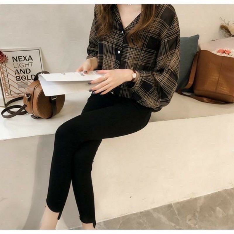 KHS GUILEN OVERSIZE SHIRT / KEMEJA WANITA KOTAK BAHAN KATUN-5