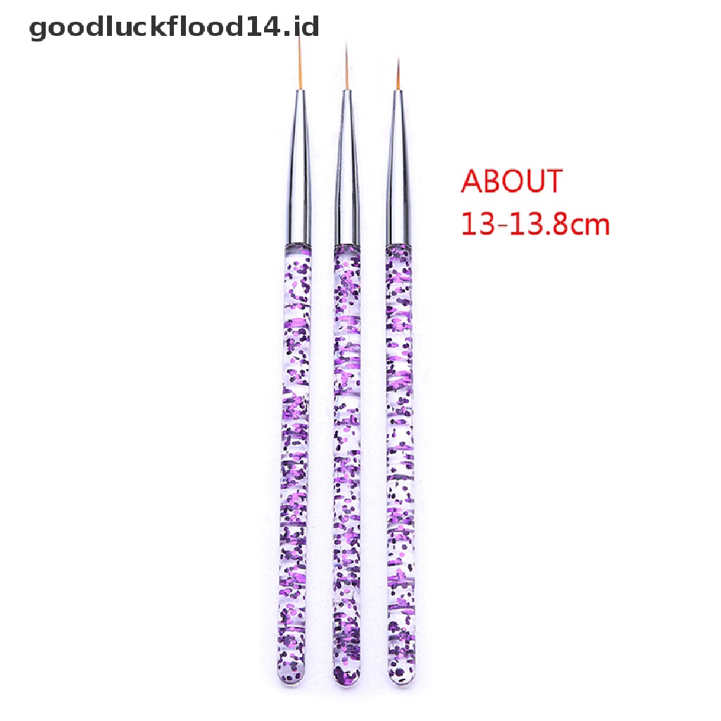 [OOID] 3pcs 7/9/11mm Sequins French Painting Brush Lines DIY Drawing Pen Manicure Tool ID