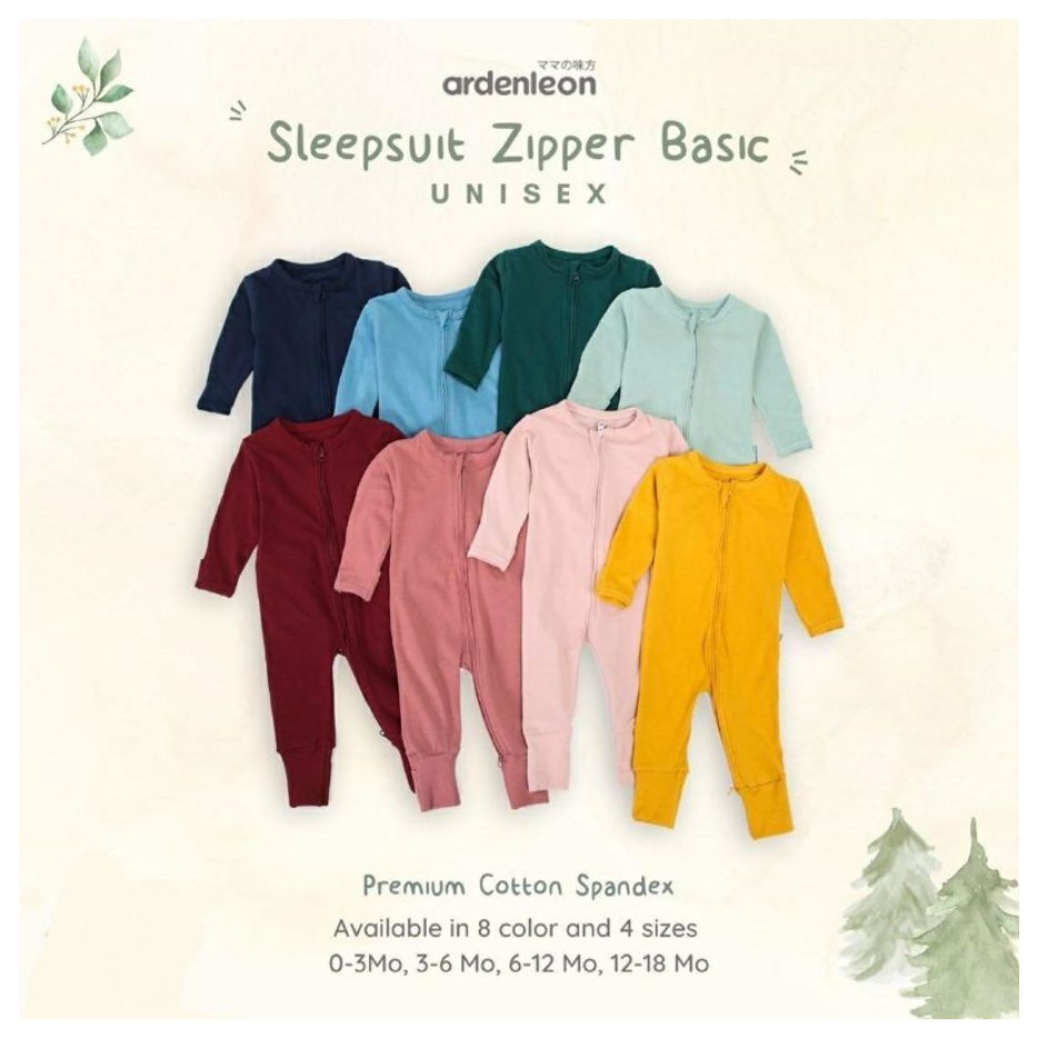 CBKS ArdenLeon Sleepsuit Zipper Basic Unisex 0-12m Arden Leon