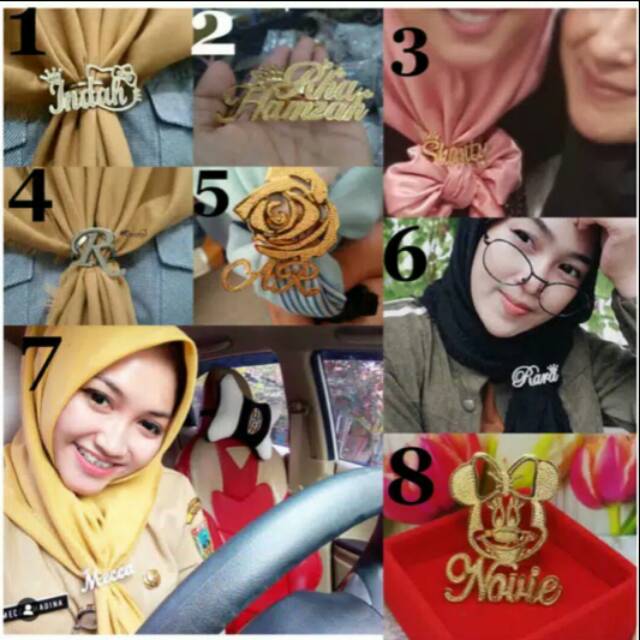 Bros Nama lapis emas Kualitas Premium / bros Nama lapis emas