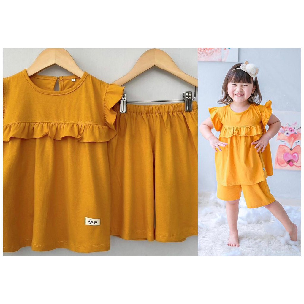 Setelan Pompom Smilee Original Kaos Super Premium Pakaian Anak Perempuan Terlaris Termurah