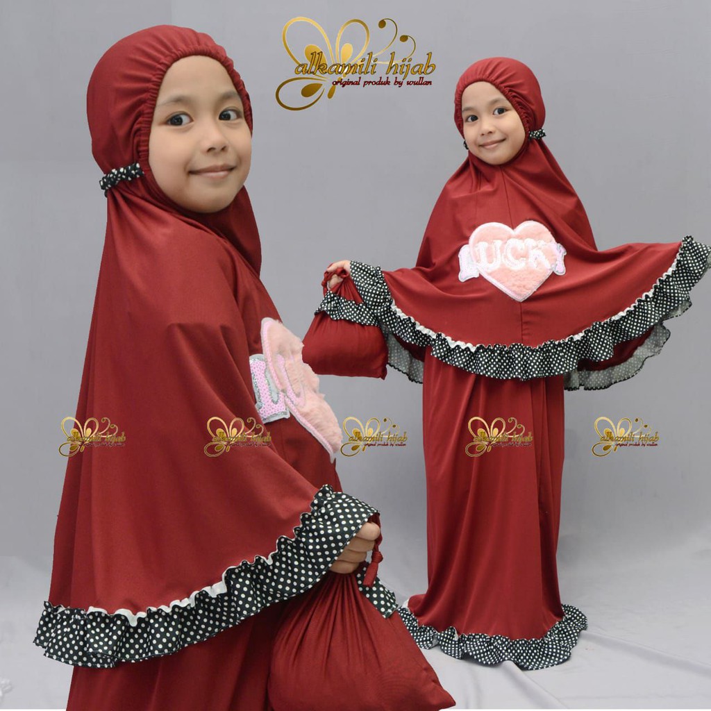 Mukena Anak 3D Love Usia 1-3 Tahun Free Tas Bahan Jersey Termurah / Alody's Collection