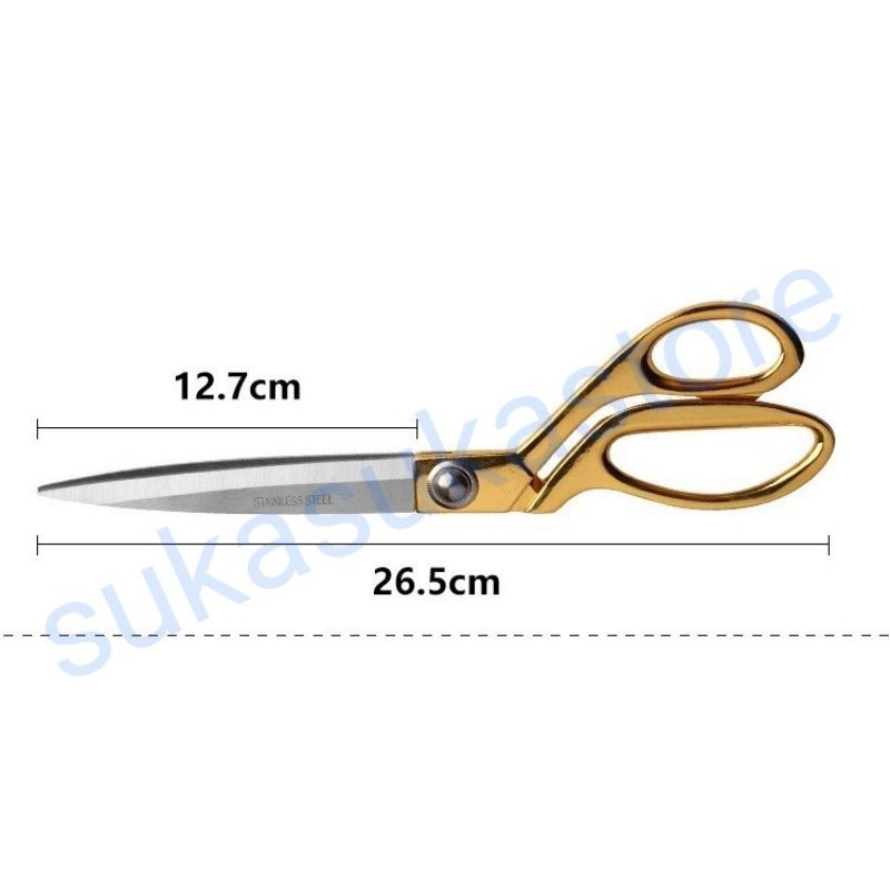 Gunting Kain Emas Besar Gold Handle/Big Size 10.5inch /26.5cm High Quality stainless steel Profesional Tailor Scissor