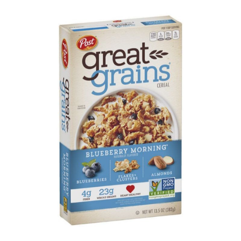 

POST Blueberry Morning 382.7g Great Grains Cereal Sereal Almond