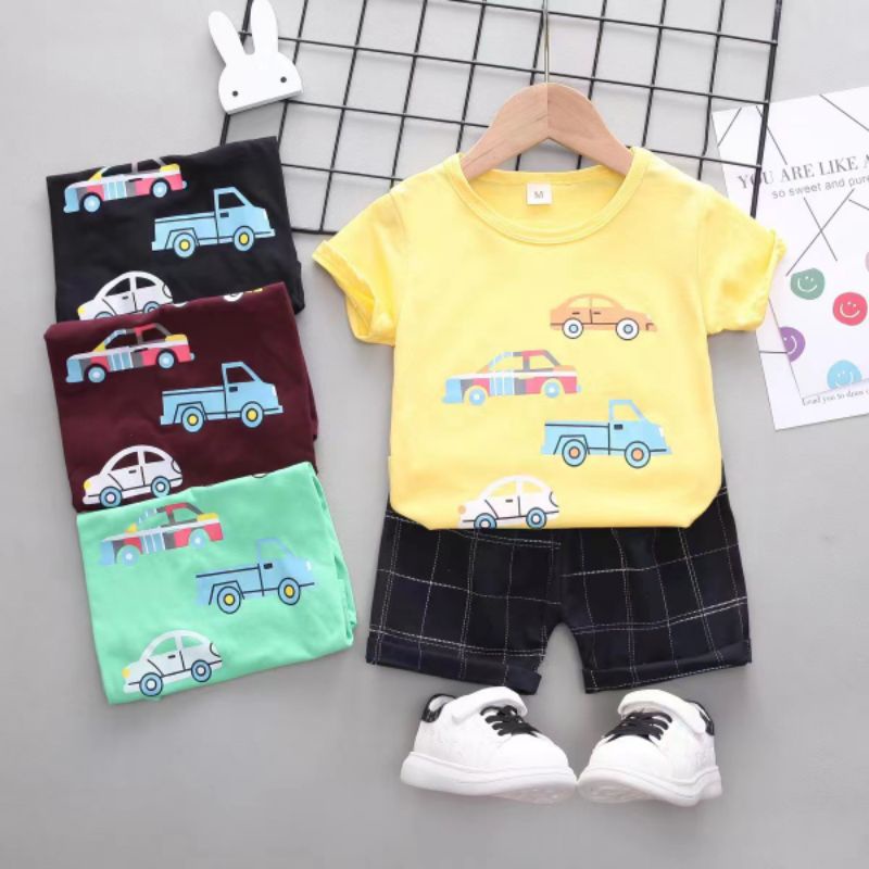 Setelan Anak Laki Laki Import ( KAOS + CELANA BAHAN ) 1-4 Tahun Setelan Anak Cowo Murah