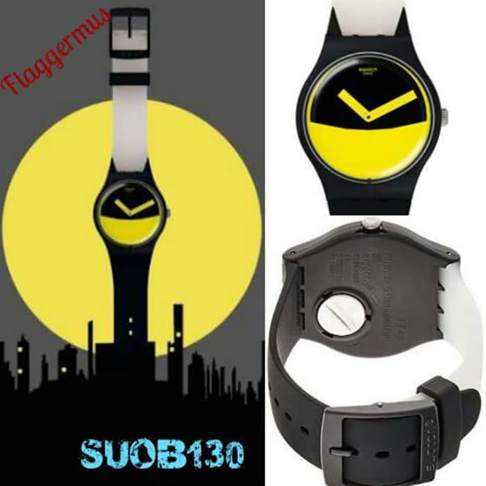 Swatch Analog Jam Tangan Karet Unisex SUOB130 FLAGGERMUS Original