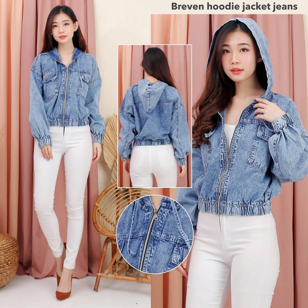 (ORIGINAL) Breven hoodie jacket jeans wanita by Genijeans