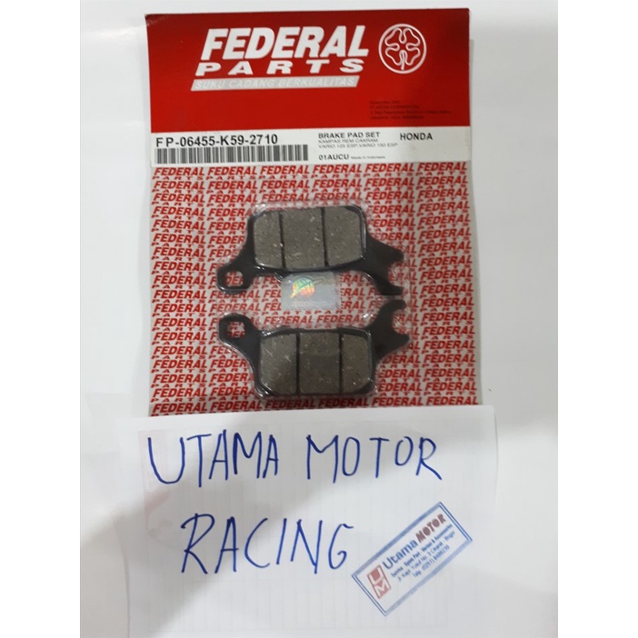 Kampas Rem Depan 100% Original Federal Vario 125 ESP, Vario 150 ESP