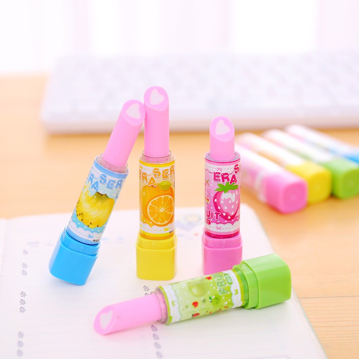 

Penghapus Berbentuk Lipstik / Gincu Motif Buah-Buahan