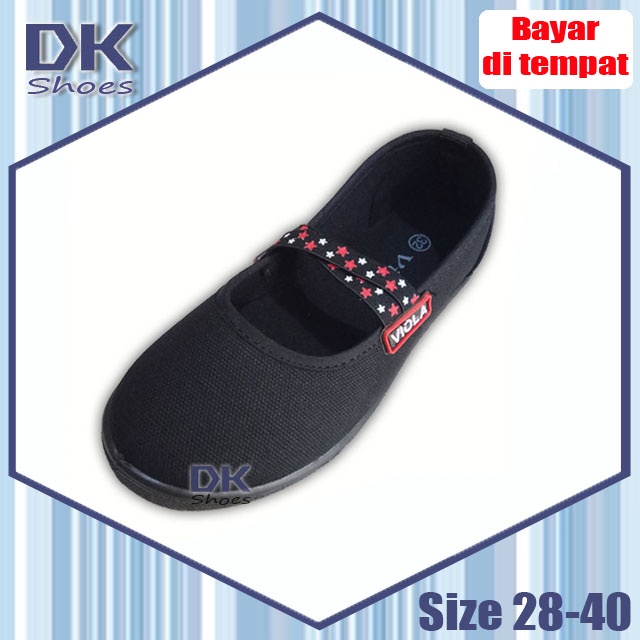 Stella 30-40 / Sepatu Sekolah Hitam Anak Perempuan TK Paud SD / Flat Shoes Hitam