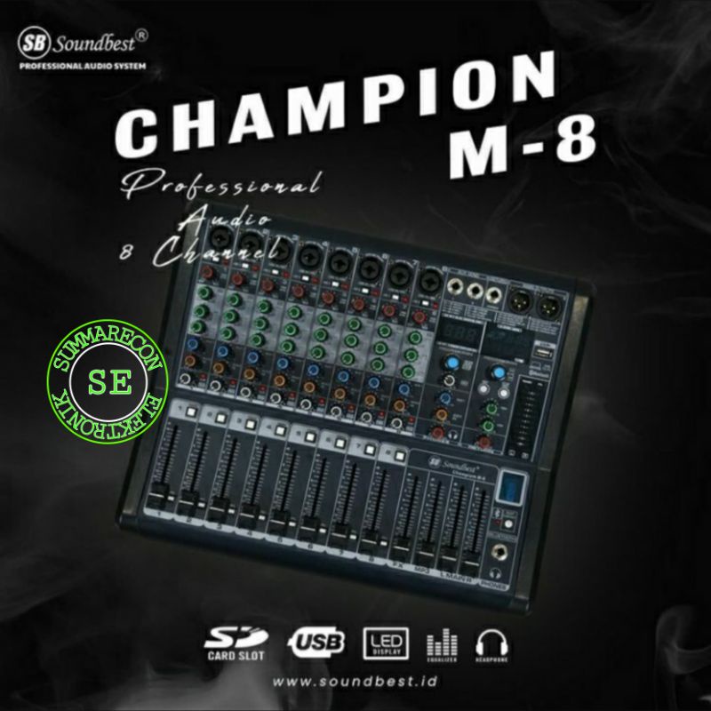 mixer audio 8 channel original soundbest champion 8 usb bluetooth mp3