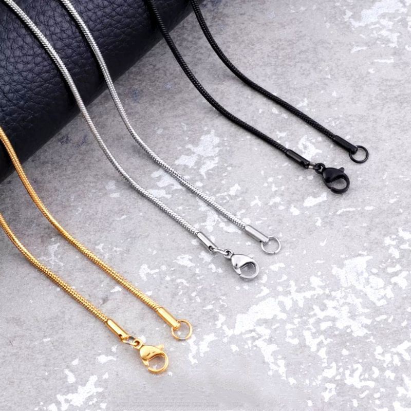 Kalung Titanium Pria/Wanita Belut Bulat Anti Karat