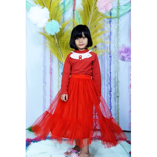 ROK TUTU ANAK REMPEL BAWAH/ROK TUTU FELICIA/ROK TUTU  PANJANG USIA 5-8 TAHUN