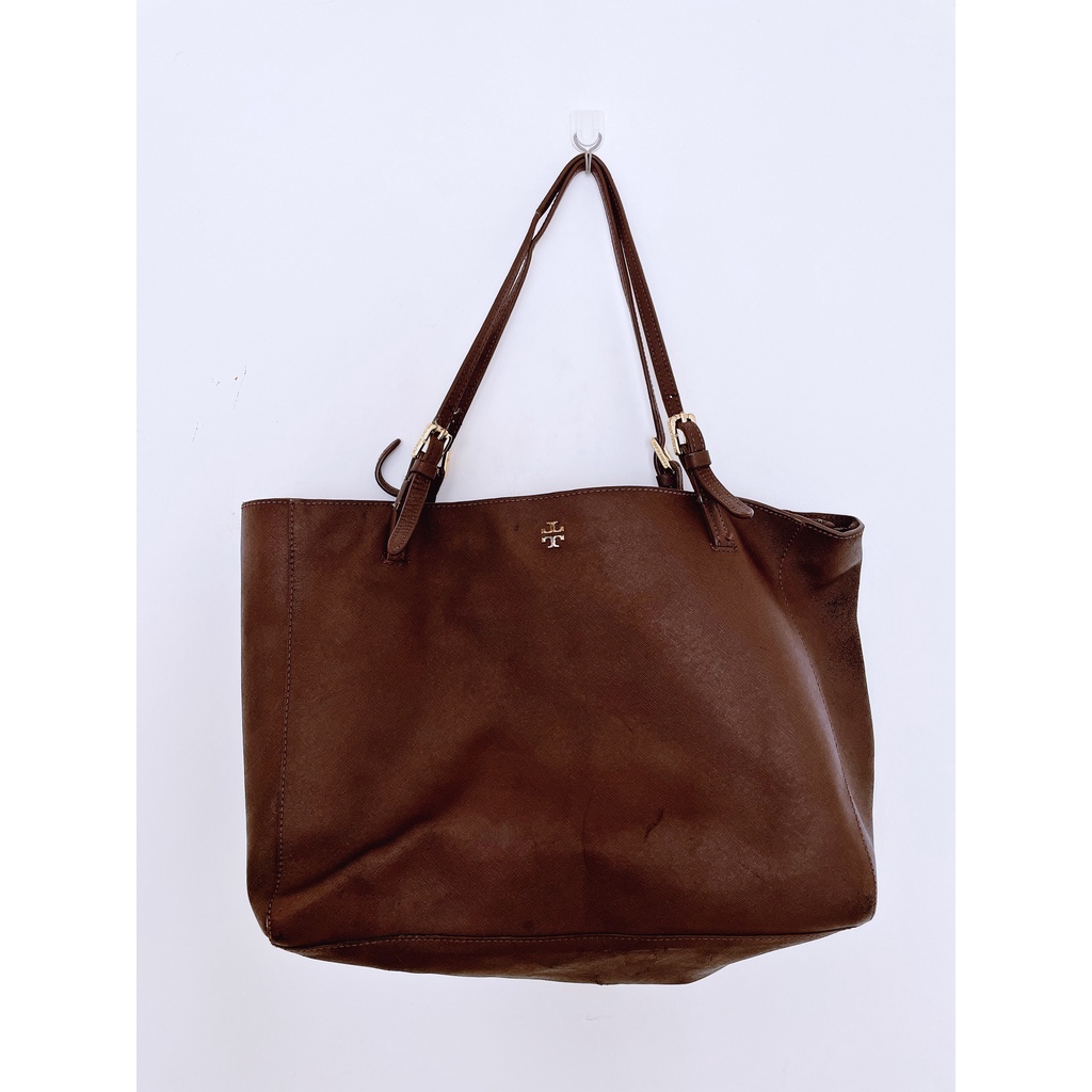 Tas Shoulder Bags Tory Burch Brown Leather Authentic Second Original Preloved