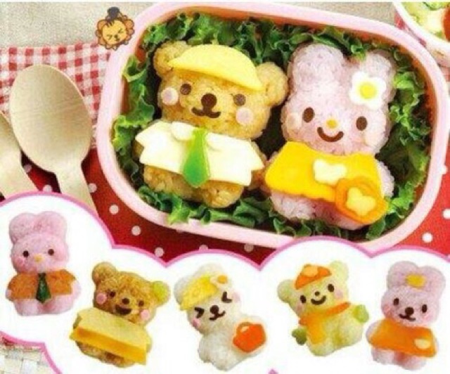 Cetakan nasi rice mold alat bikin bento bear dan melody sushi