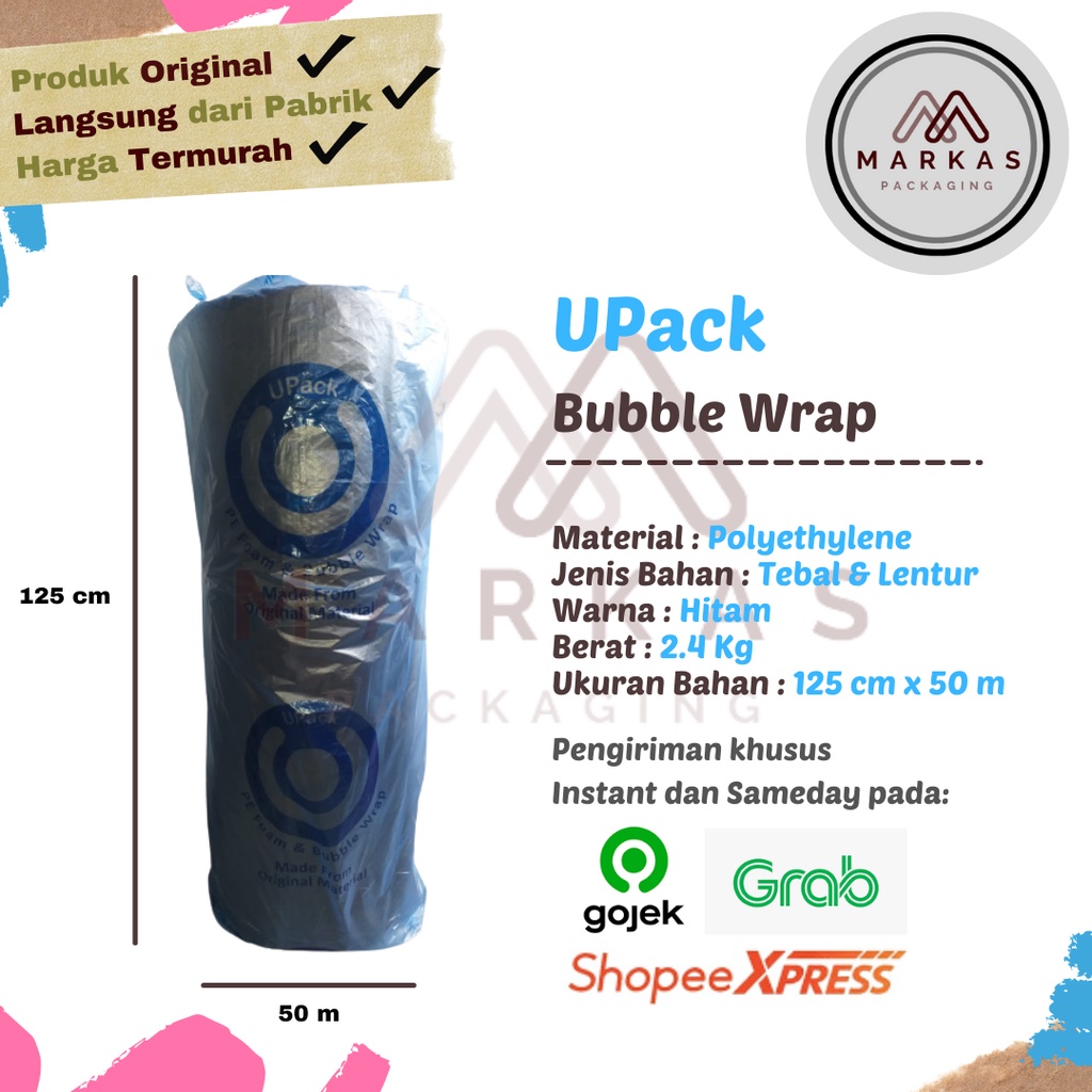 

Bubble Wrap Hitam Ukuran 2.4 Kg Upack Murah Premium Quality 125 CM x 50 M / Plastik Bubble Wrap Packing Online
