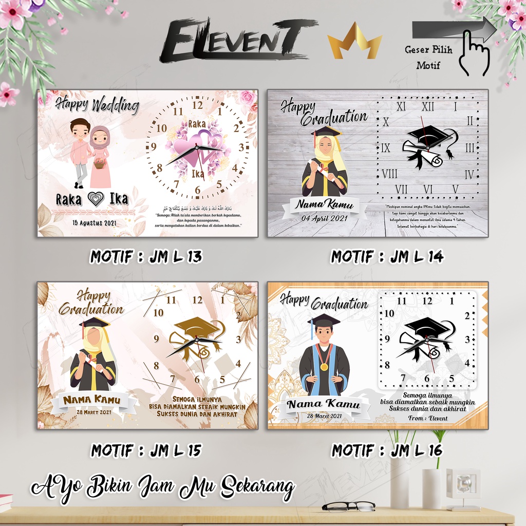 Hadiah Jam Dinding Custom Foto Unik Elegant Lucu Hadiah Kado Pernikahan Gift Ultah Biodata Anak Bayi Happy Wedding Wisuda Nikah Birthday Kenangan Pacar Sahabat Bingkai Photo MDF Engagement Keluarga Anniversary Barakallah Fii umrik Graduation Guru Murah