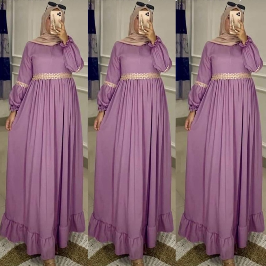 dayana maxi ceruty bebydoll renda impor terbaru /gamis syarii ceruty renda /gamis syarii kombinasi