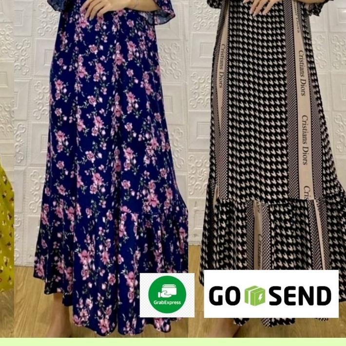♞ Daster Rayon Wanita Busui RUFFLE TANGAN KARET Panjang Semata Kaki Premium By SARIREZEKI,Daster Bus