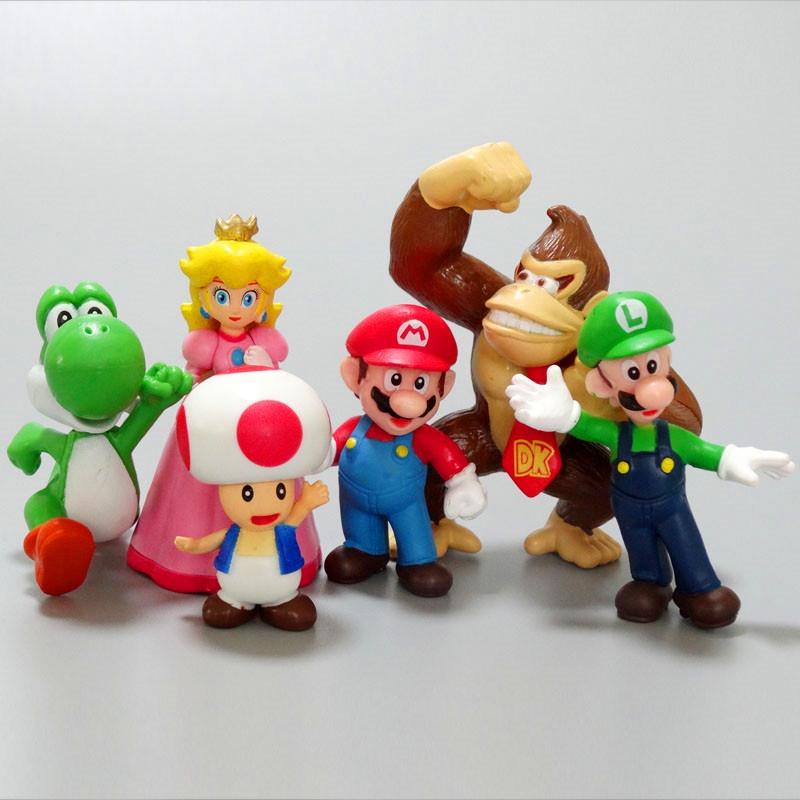 6pcs / set Mainan Action Figure Luigi Mario Bros Yoshi Bahan PVC Untuk Hadiah Anak