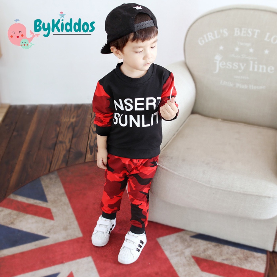 ByKiddos - Setelan Baju dan Celana Anak Laki Army Sweater / Kaos Anak Laki-Laki Motif Army 0-3 Tahun