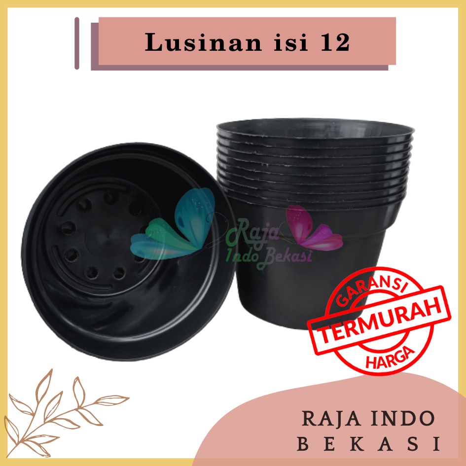 LUSINAN Pot Bunga Hitam 20 cm TERMURAH Pot Tanaman 20cm Hitam MURAH Isi 12