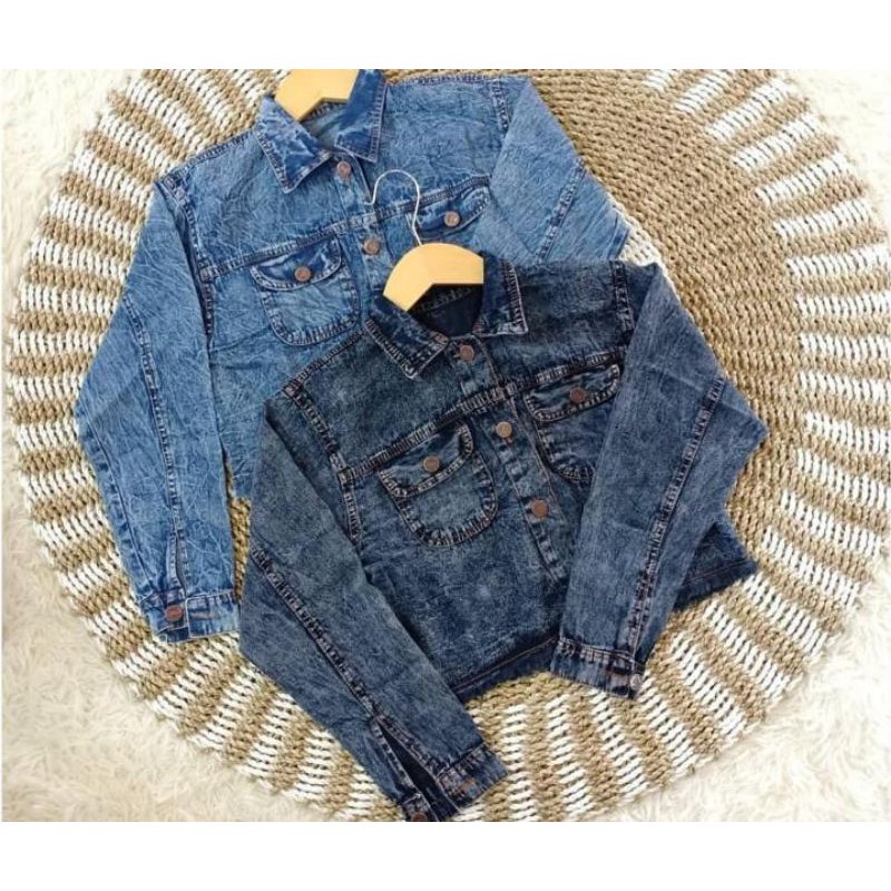 Jaket Crop Wanita Jeans Rawis Variasi Blue dan Black Snow