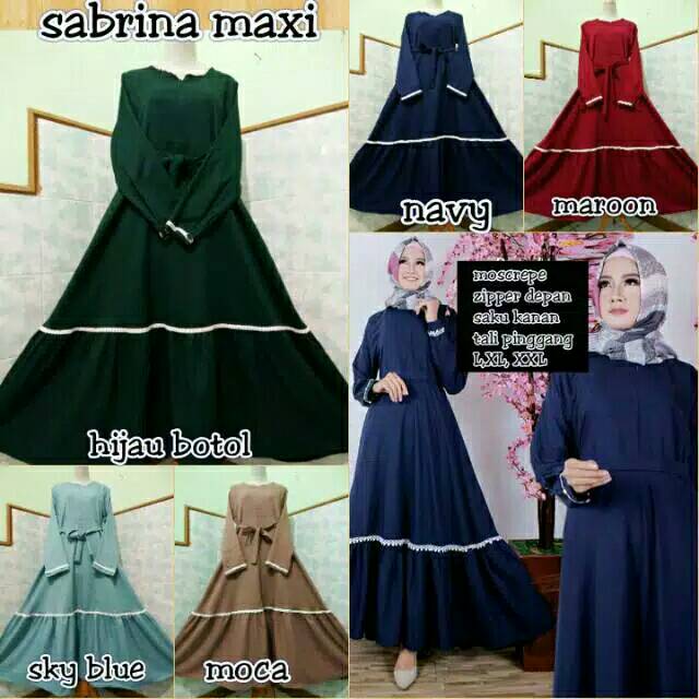 Sabrina maxi gamis polos renda jumbo